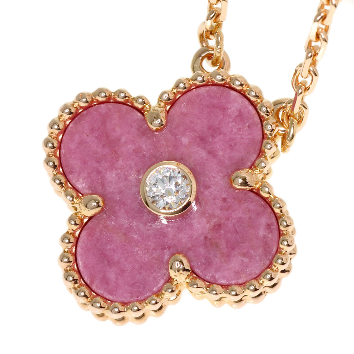 Van Cleef & Arpels Vintage Alhambra Rhodonite Diamond Necklace K18 Pink Gold Ladies [Used]