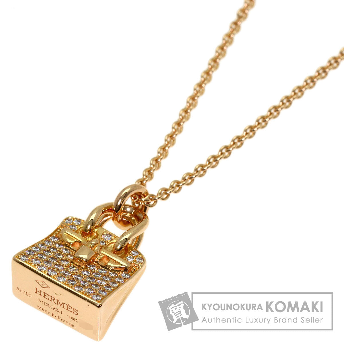 HERMES Amulet Diamond Necklace K18 Pink Gold Ladies [Used]