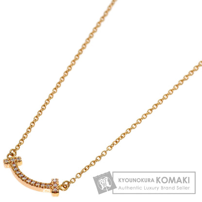 TIFFANY&Co. T Smile Mini Diamond Necklace K18 Pink Gold Ladies [Used]