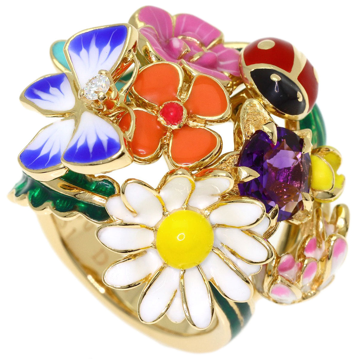 Dior Diorette #51 Ring K18 Yellow Gold Ladies [Used]