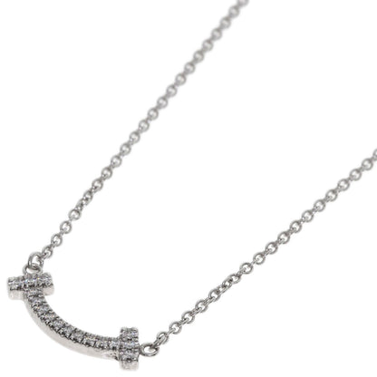 TIFFANY&Co. T Smile Mini Diamond Necklace K18 White Gold Ladies [Used]