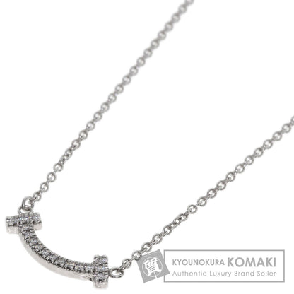TIFFANY&Co. T Smile Mini Diamond Necklace K18 White Gold Ladies [Used]