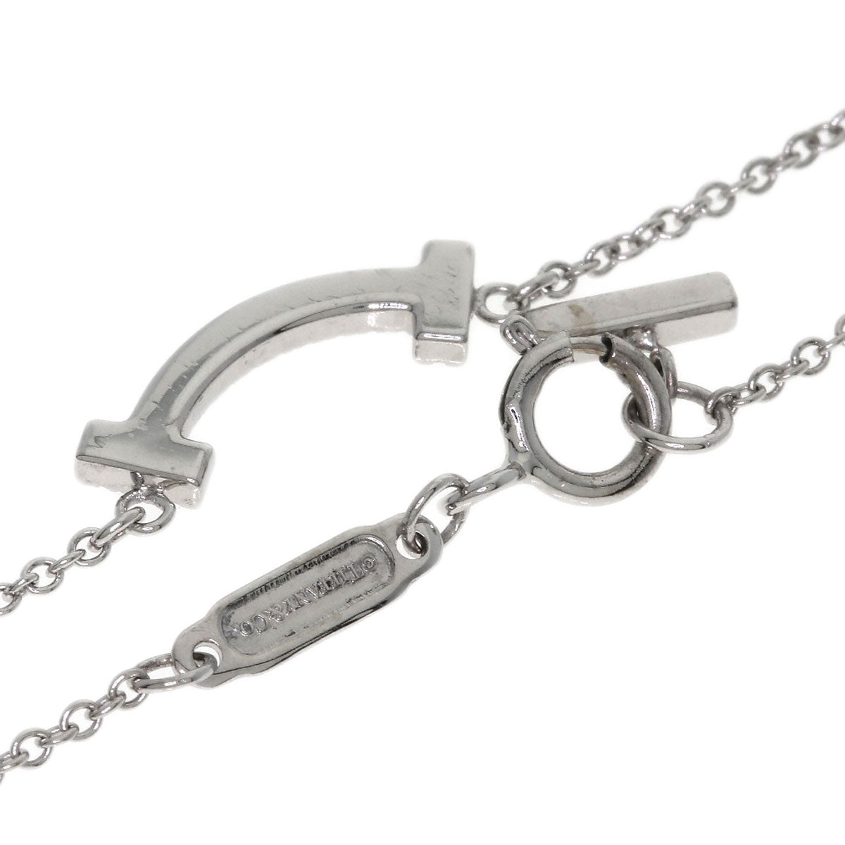 TIFFANY&Co. T Smile Mini Diamond Necklace K18 White Gold Ladies [Used]
