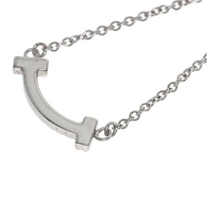 TIFFANY&Co. T Smile Mini Diamond Necklace K18 White Gold Ladies [Used]