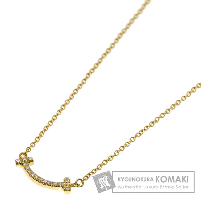 TIFFANY&Co. T Smile Mini Diamond Necklace K18 Yellow Gold Ladies [Used]