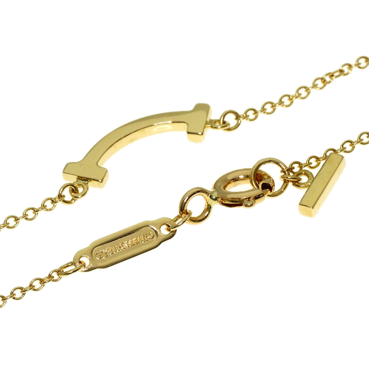 TIFFANY&Co. T Smile Mini Diamond Necklace K18 Yellow Gold Ladies [Used]