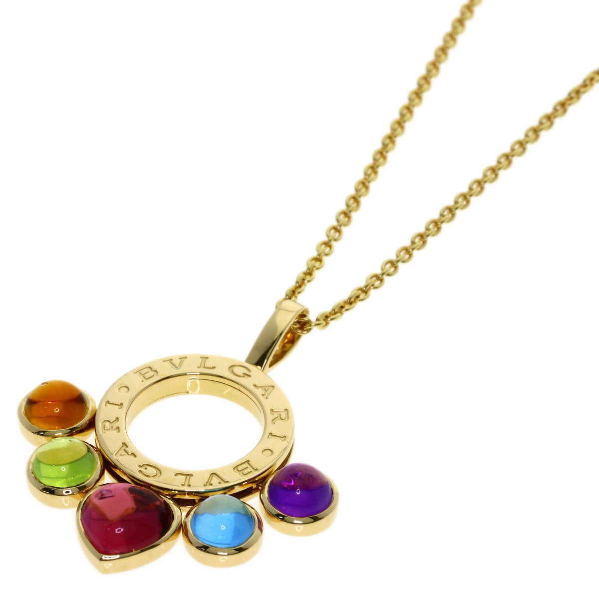 BVLGARI allegra multicolor stone Necklace K18 Yellow Gold Ladies [Used]