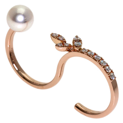 TASAKI Kugel Double Finger Diamond Pearl Pearl Ring K18 Pink Gold Ladies [Used]