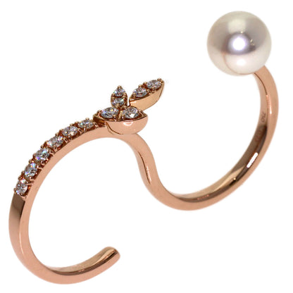 TASAKI Kugel Double Finger Diamond Pearl Pearl Ring K18 Pink Gold Ladies [Used]