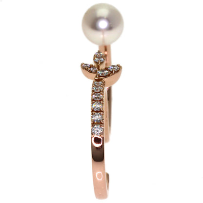TASAKI Kugel Double Finger Diamond Pearl Pearl Ring K18 Pink Gold Ladies [Used]