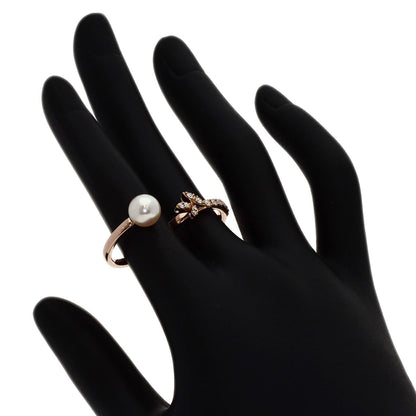 TASAKI Kugel Double Finger Diamond Pearl Pearl Ring K18 Pink Gold Ladies [Used]