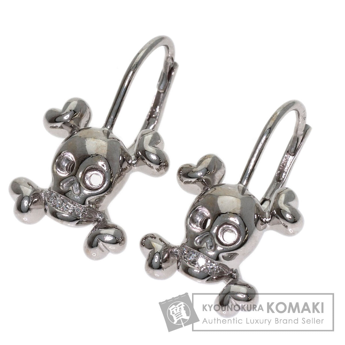 Dior Skull diamond earring K18 White Gold Ladies [Used]