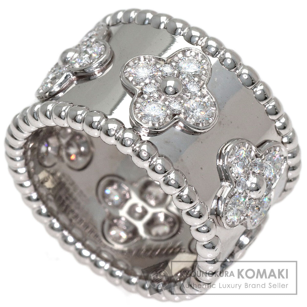 Van Cleef & Arpels Perle Clover Diamond #51 Ring K18 White Gold Ladies [Used]
