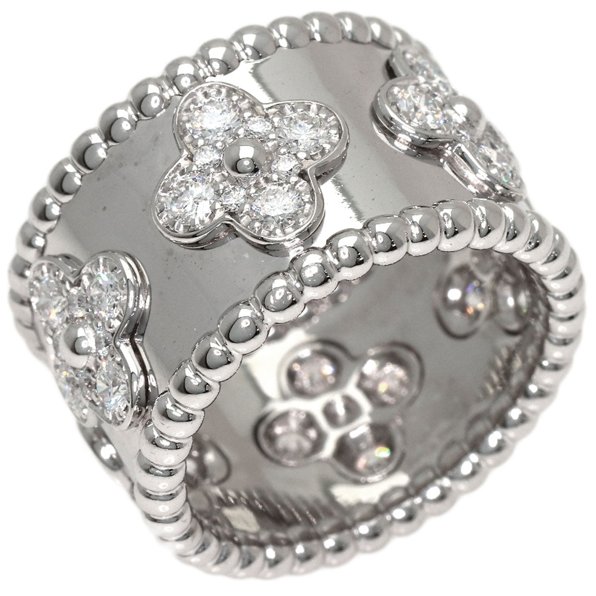 Van Cleef & Arpels Perle Clover Diamond #51 Ring K18 White Gold Ladies [Used]