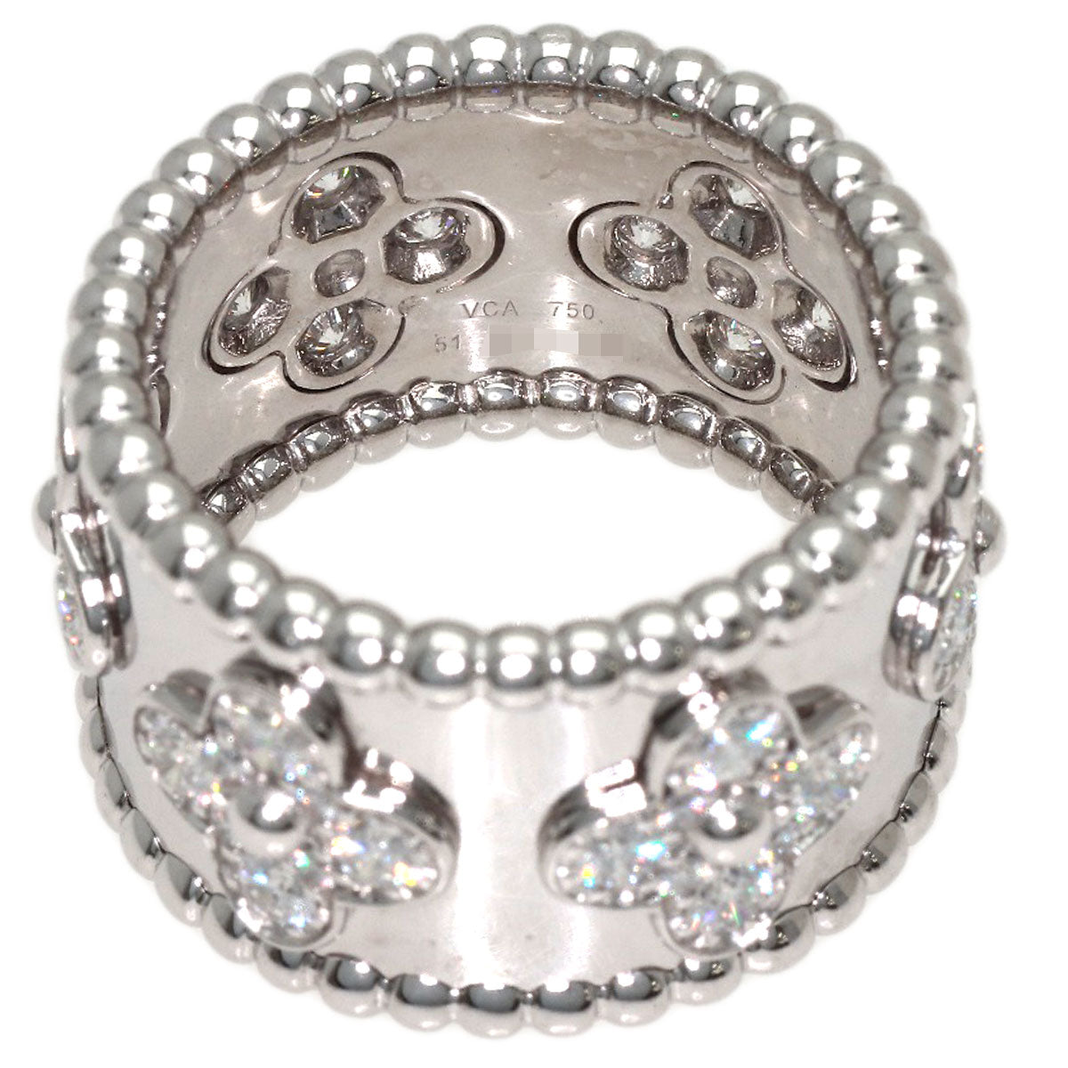 Van Cleef & Arpels Perle Clover Diamond #51 Ring K18 White Gold Ladies [Used]
