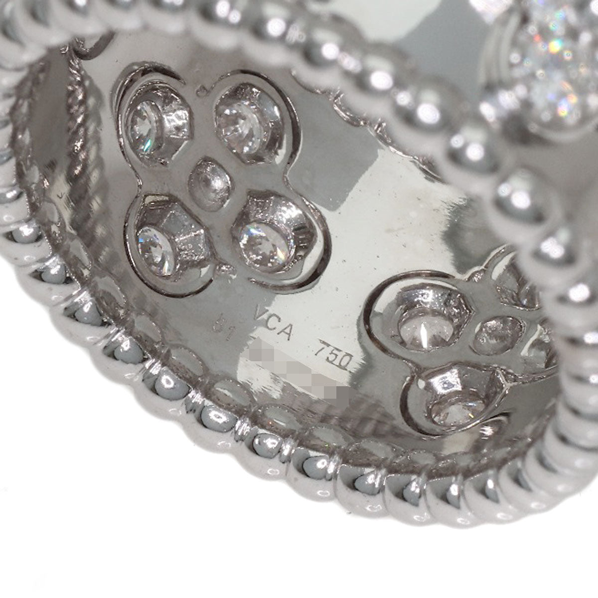 Van Cleef & Arpels Perle Clover Diamond #51 Ring K18 White Gold Ladies [Used]