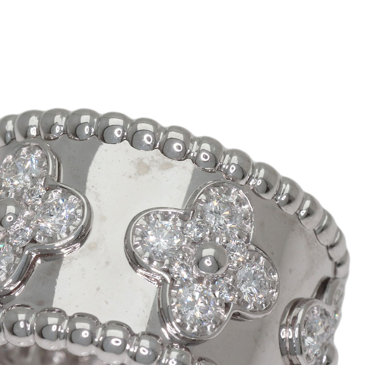Van Cleef & Arpels Perle Clover Diamond #51 Ring K18 White Gold Ladies [Used]
