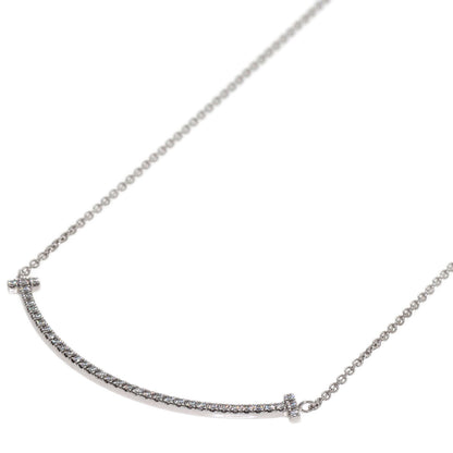 TIFFANY&Co. T Smile Small Diamond Necklace K18 White Gold Ladies [Used]