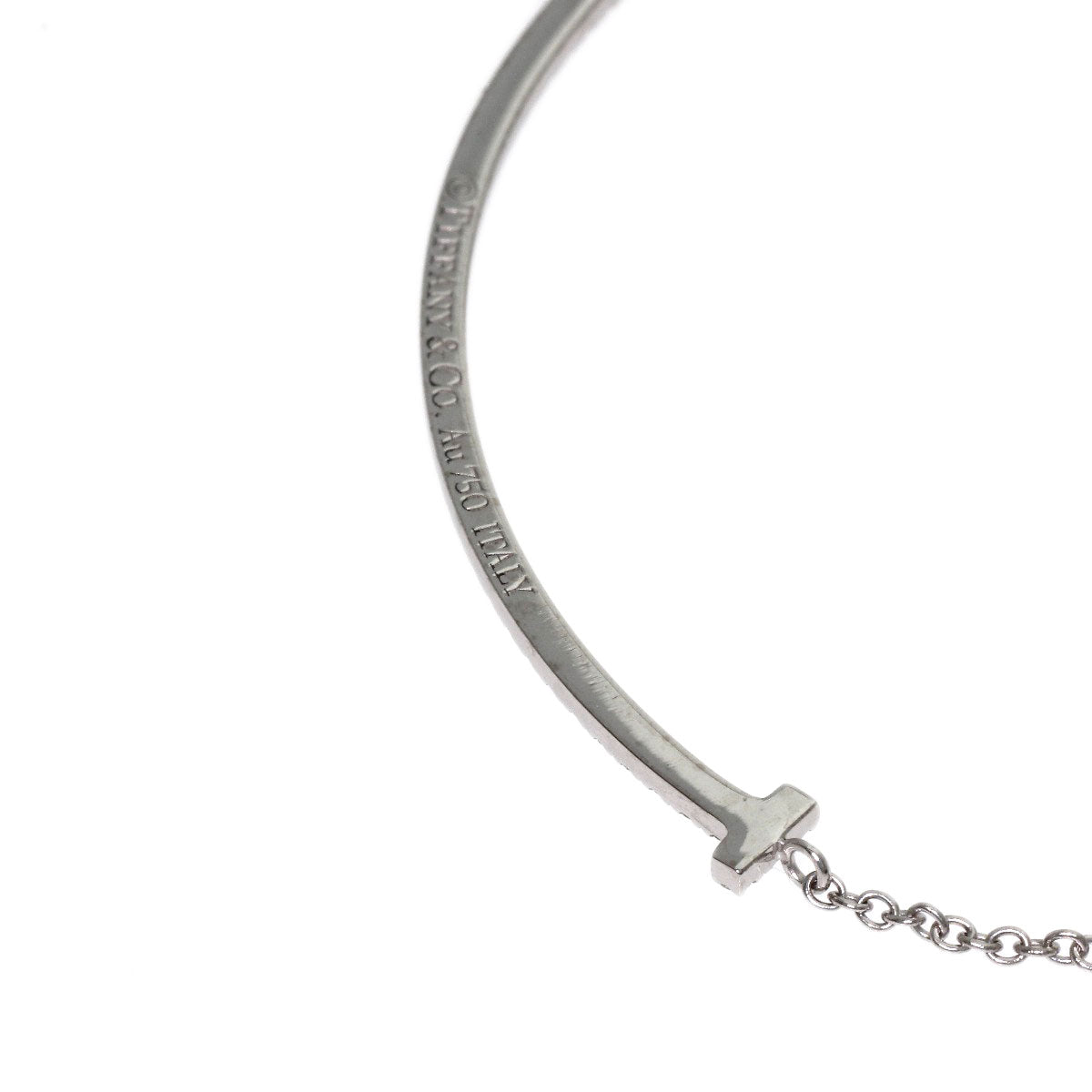 TIFFANY&Co. T Smile Small Diamond Necklace K18 White Gold Ladies [Used]