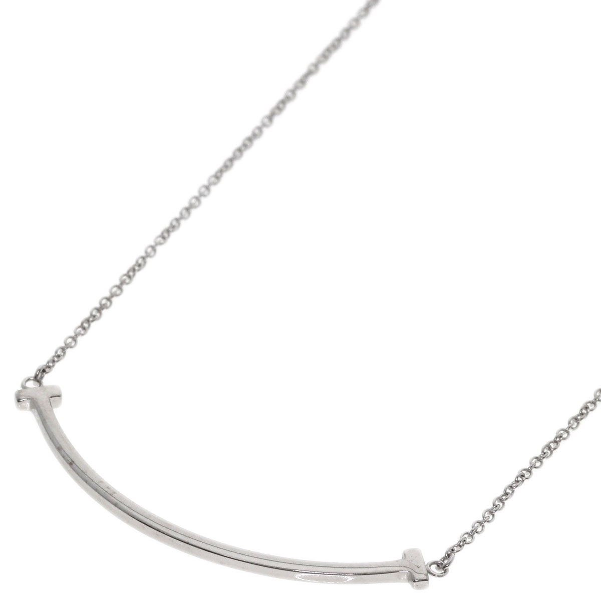 TIFFANY&Co. T smile small Necklace K18 White Gold Ladies [Used]