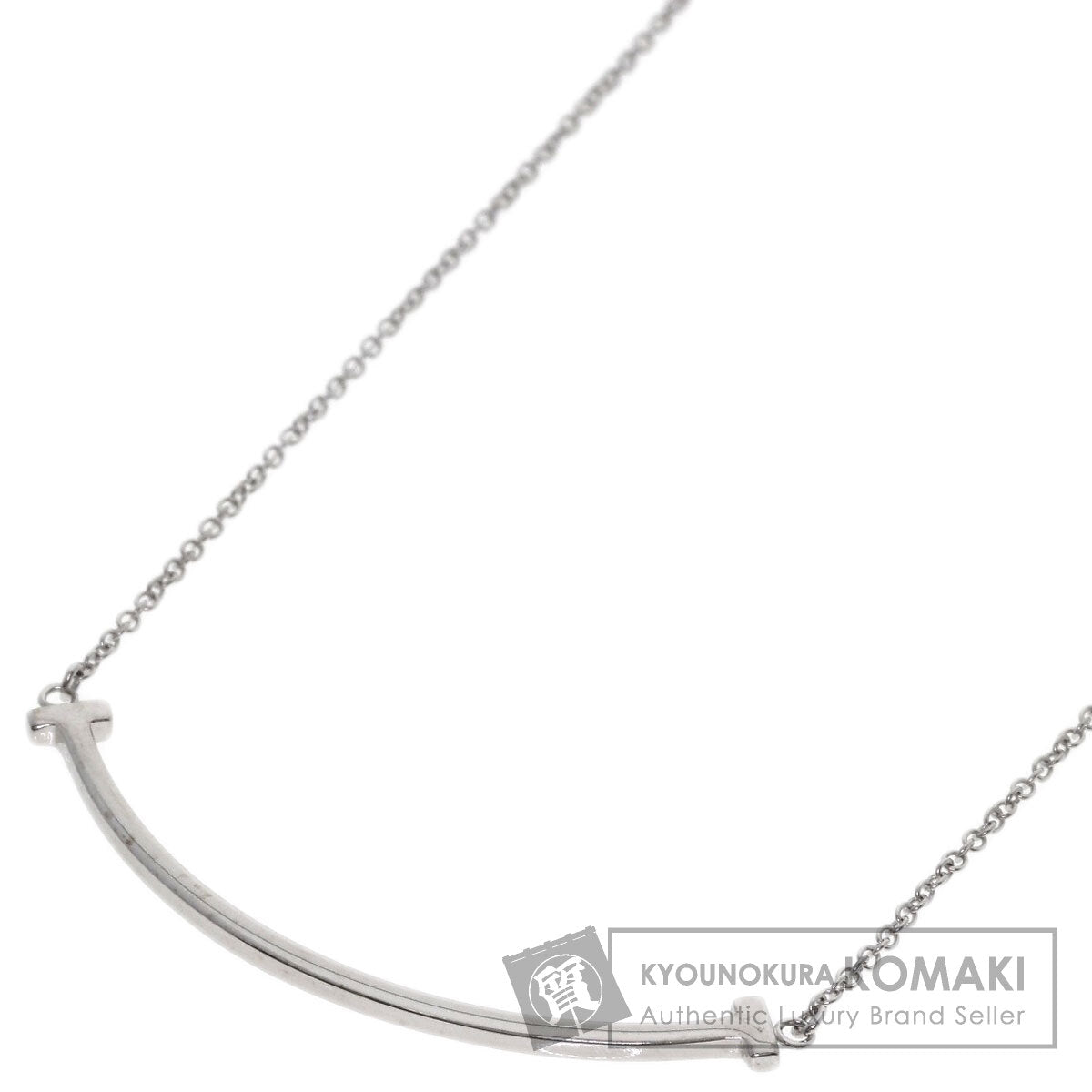 TIFFANY&Co. T smile small Necklace K18 White Gold Ladies [Used]