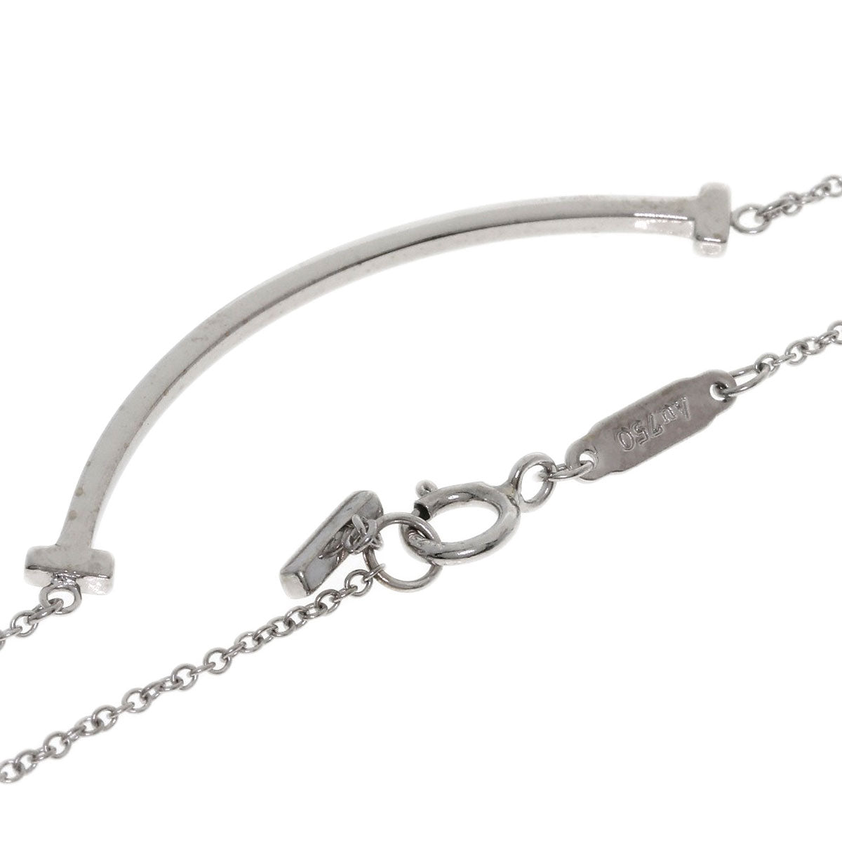 TIFFANY&Co. T smile small Necklace K18 White Gold Ladies [Used]