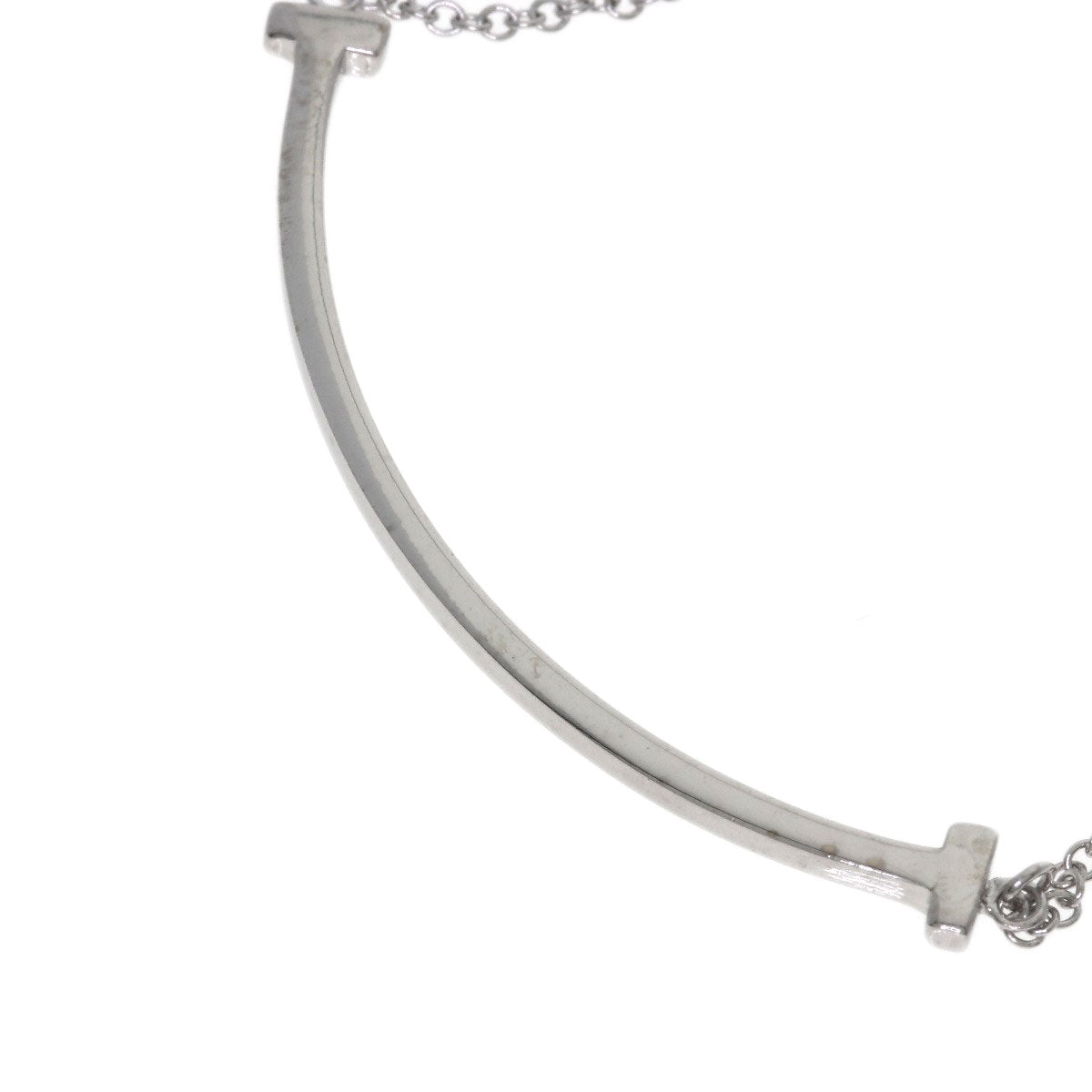TIFFANY&Co. T smile small Necklace K18 White Gold Ladies [Used]