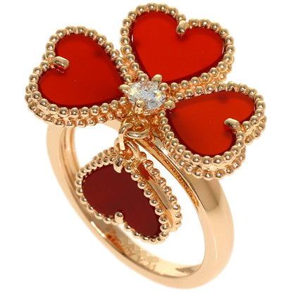 Van Cleef & Arpels Sweetheart Carnelian Diamond #46 Ring K18 Pink Gold Ladies [Used]