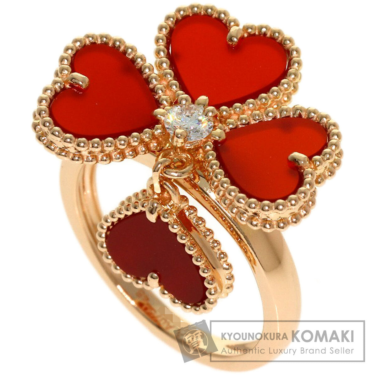 Van Cleef & Arpels Sweetheart Carnelian Diamond #46 Ring K18 Pink Gold Ladies [Used]