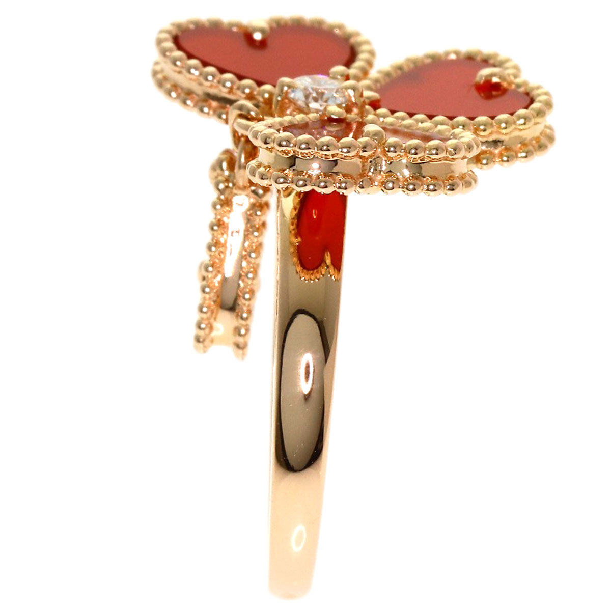 Van Cleef & Arpels Sweetheart Carnelian Diamond #46 Ring K18 Pink Gold Ladies [Used]