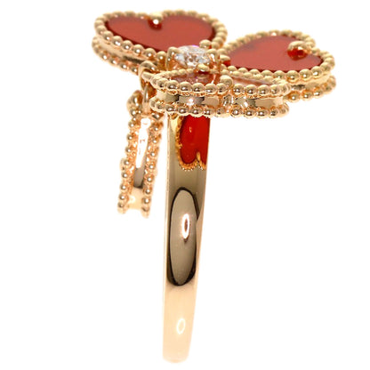 Van Cleef & Arpels Sweetheart Carnelian Diamond #46 Ring K18 Pink Gold Ladies [Used]