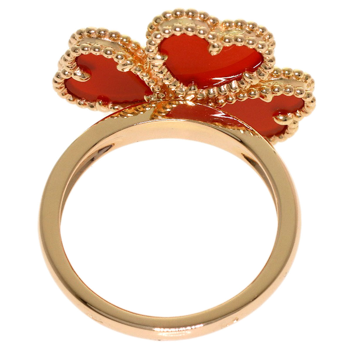 Van Cleef & Arpels Sweetheart Carnelian Diamond #46 Ring K18 Pink Gold Ladies [Used]