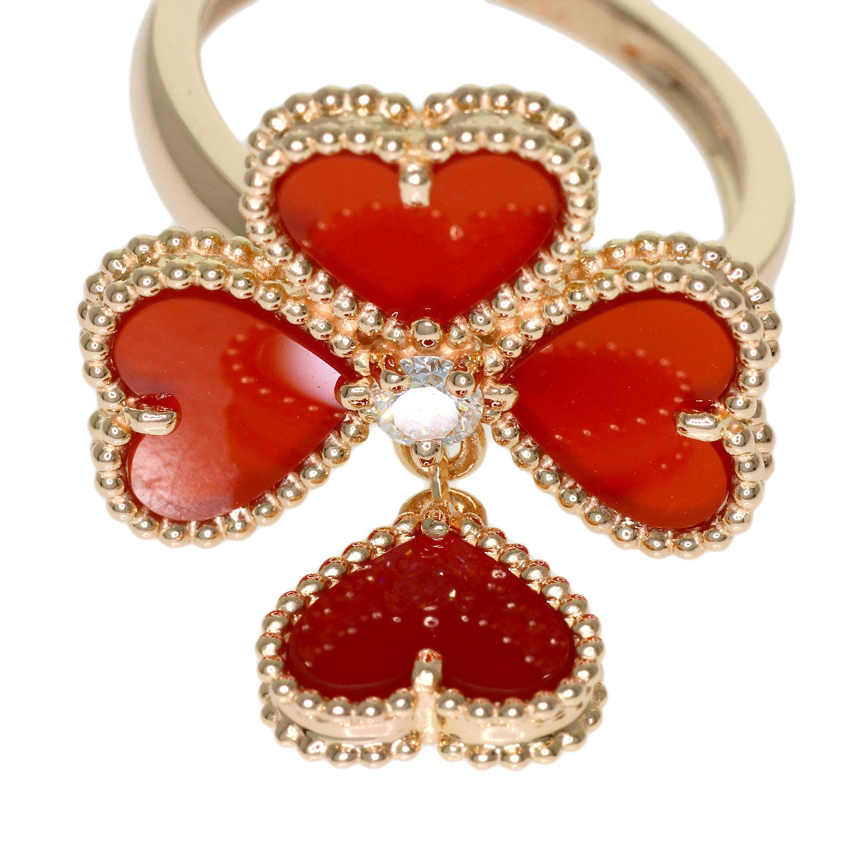 Van Cleef & Arpels Sweetheart Carnelian Diamond #46 Ring K18 Pink Gold Ladies [Used]