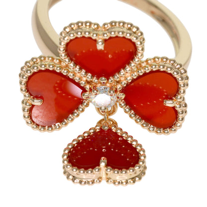 Van Cleef & Arpels Sweetheart Carnelian Diamond #46 Ring K18 Pink Gold Ladies [Used]