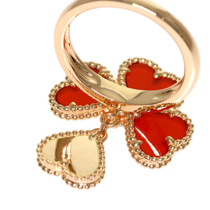 Van Cleef & Arpels Sweetheart Carnelian Diamond #46 Ring K18 Pink Gold Ladies [Used]