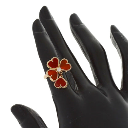 Van Cleef & Arpels Sweetheart Carnelian Diamond #46 Ring K18 Pink Gold Ladies [Used]