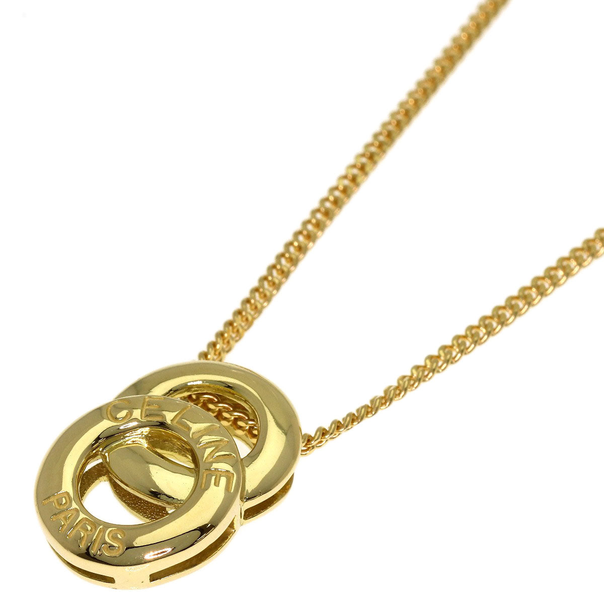 CELINE Double loop Necklace K18 Yellow Gold Ladies [Used]