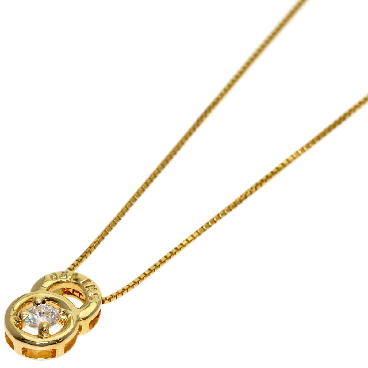 CELINE Double Circle Diamond Necklace K18 Yellow Gold Ladies [Used]