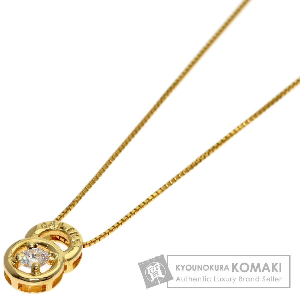 CELINE Double Circle Diamond Necklace K18 Yellow Gold Ladies [Used]