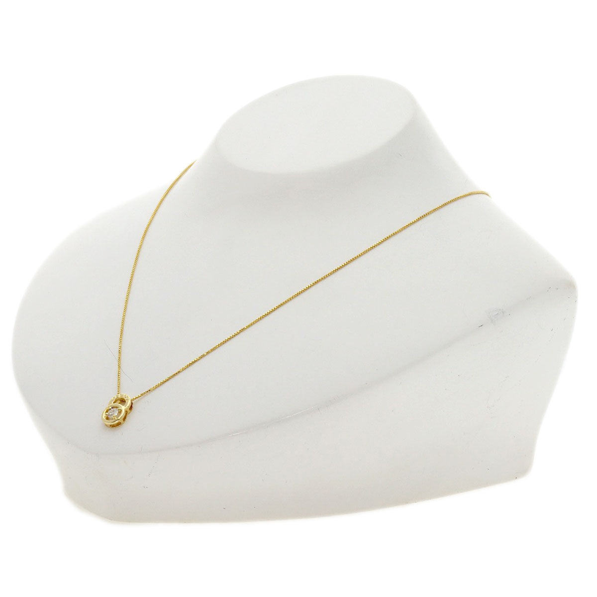 CELINE Double Circle Diamond Necklace K18 Yellow Gold Ladies [Used]