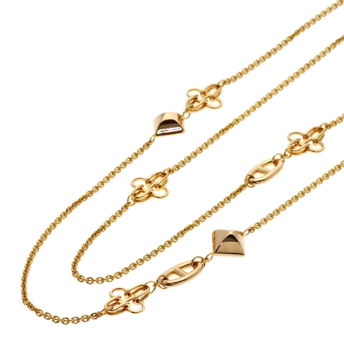 HERMES Rondo Multi Long Necklace K18 Pink Gold Ladies [Used]