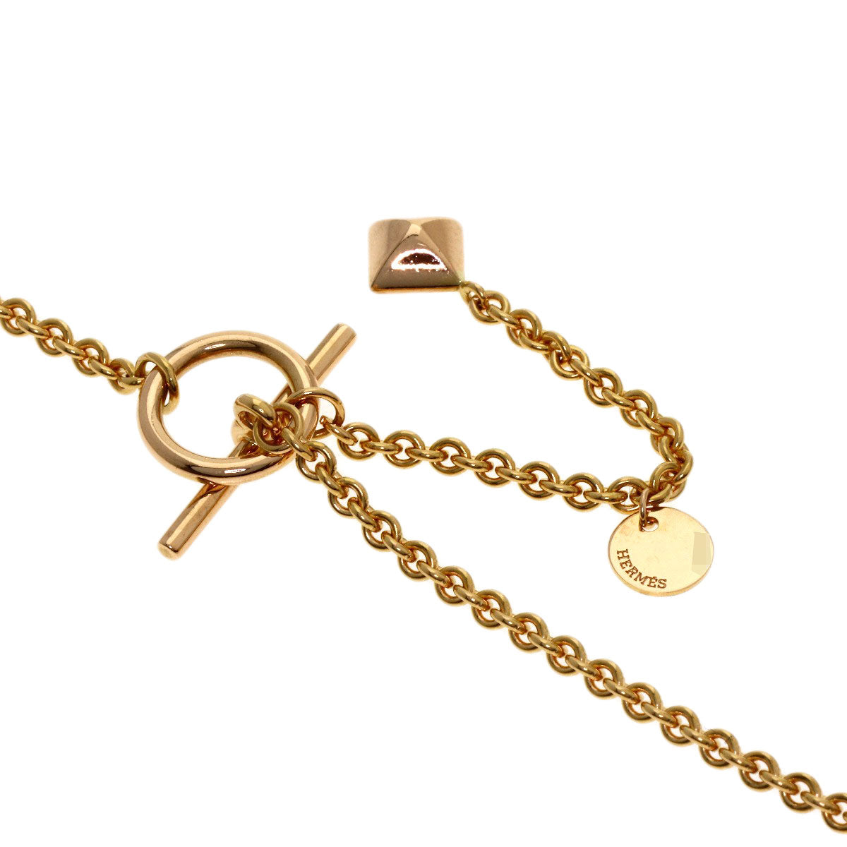 HERMES Rondo Multi Long Necklace K18 Pink Gold Ladies [Used]