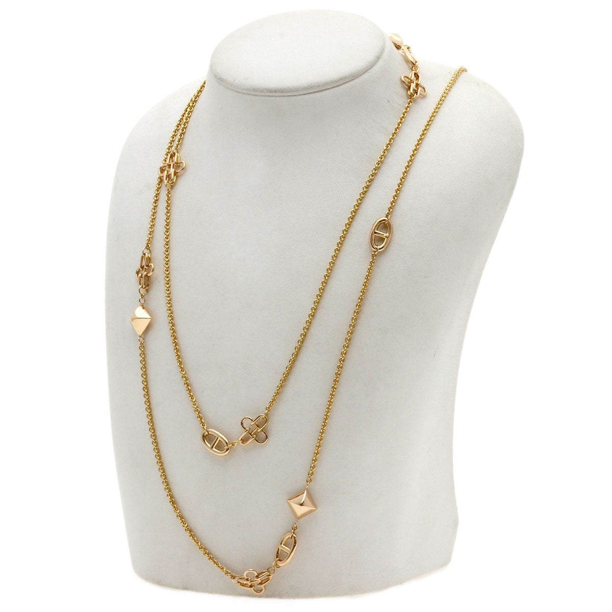 HERMES Rondo Multi Long Necklace K18 Pink Gold Ladies [Used]