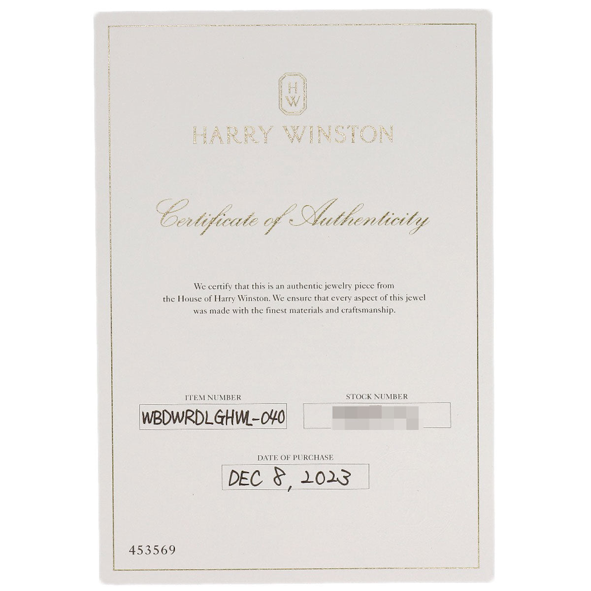 HARRY WINSTON HW Logo Diamond Ring K18 White Gold Ladies [Used]