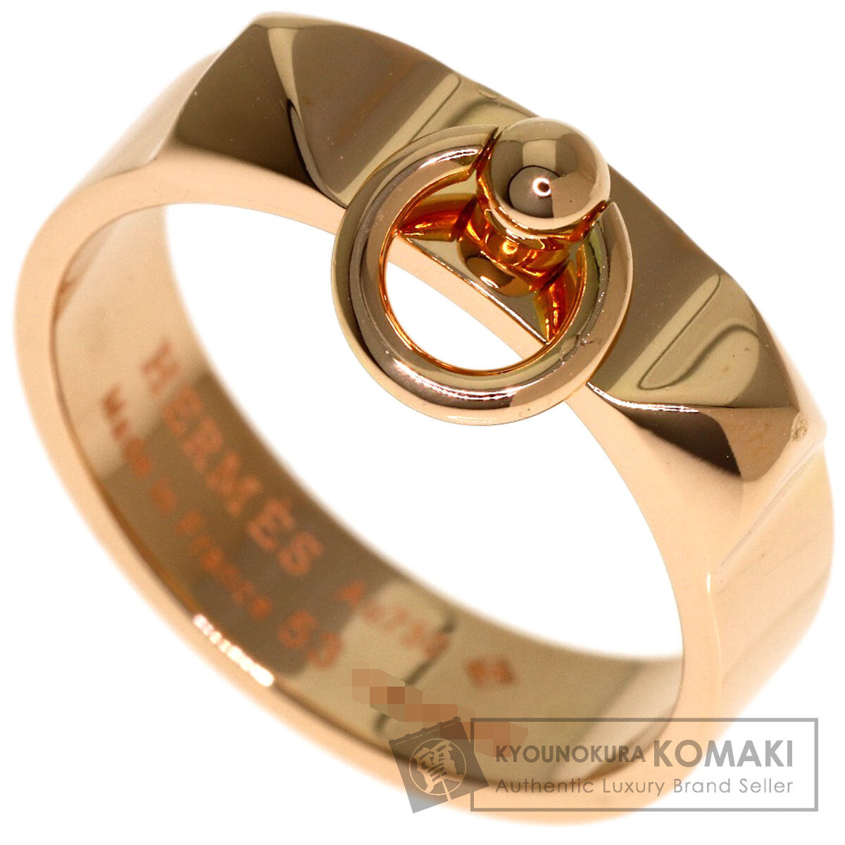 HERMES Collier de Chien PM #53 Ring K18 Pink Gold Ladies [Used]