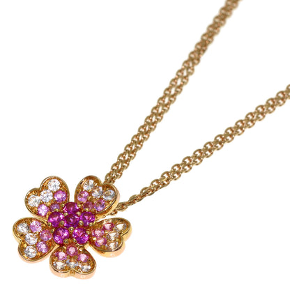 VENDOME Flower motif pink sapphire Necklace K18 Pink Gold Ladies [Used]