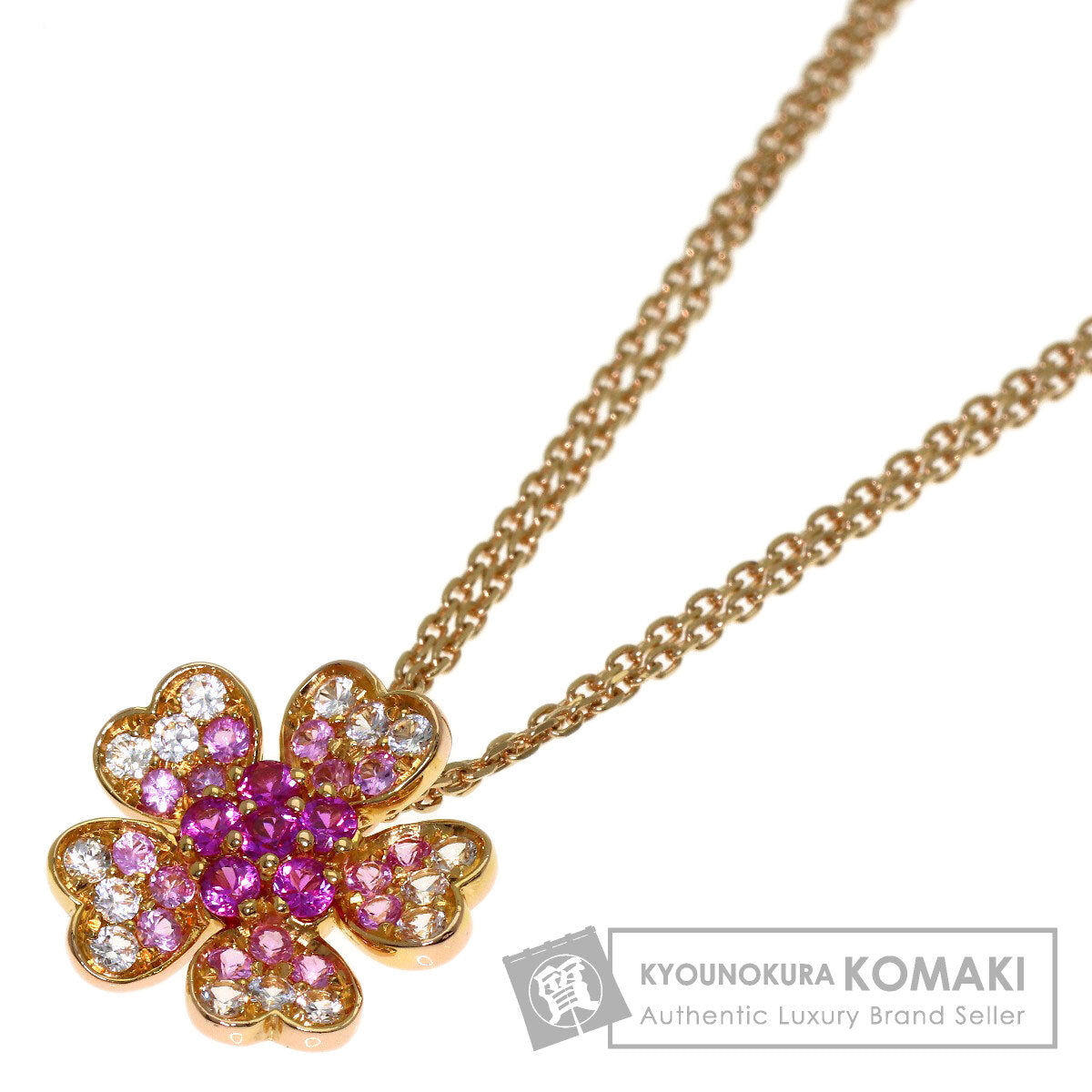 VENDOME Flower motif pink sapphire Necklace K18 Pink Gold Ladies [Used]