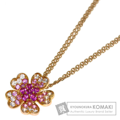 VENDOME Flower motif pink sapphire Necklace K18 Pink Gold Ladies [Used]