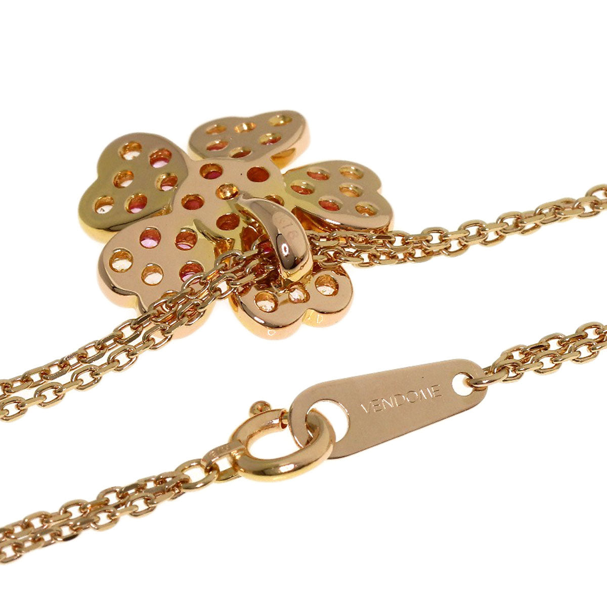 VENDOME Flower motif pink sapphire Necklace K18 Pink Gold Ladies [Used]