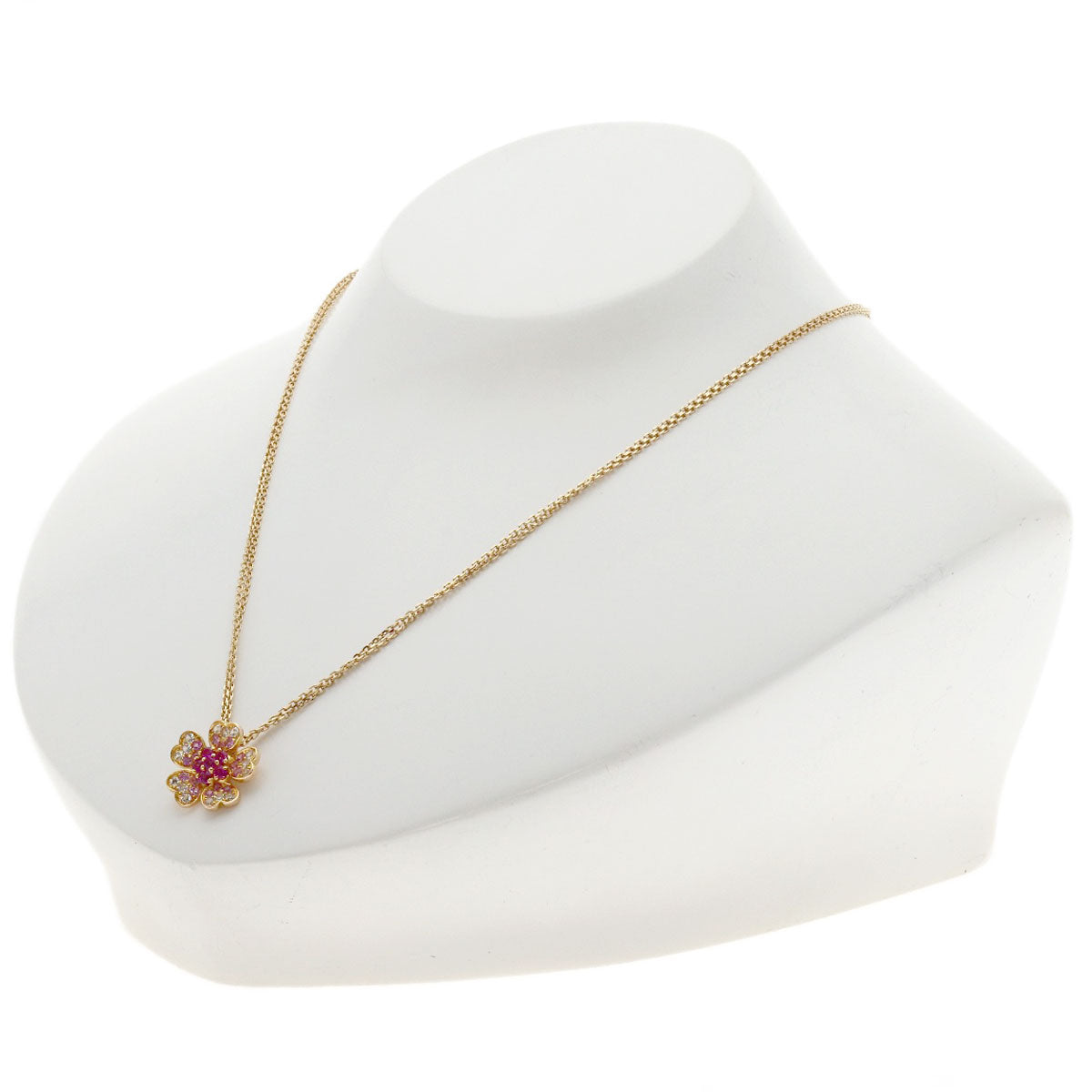 VENDOME Flower motif pink sapphire Necklace K18 Pink Gold Ladies [Used]